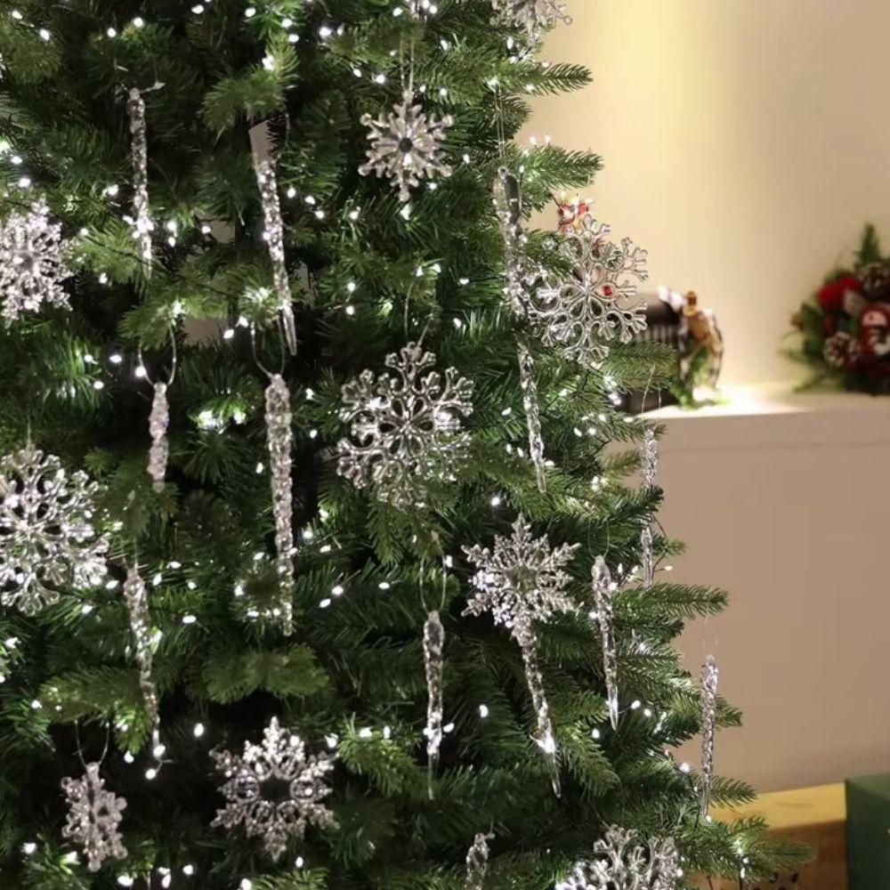 24pcs DIY Crystal Snowflake Icicle Pendants Acrylic Christmas Tree Decoration Navidad