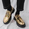 2025 New Thick-soled Heightening Big-headed Leather Shoes Men's Glossy Casual Shoes Thick-heeled Men's Loafers Hairstylist Men's Shoes
