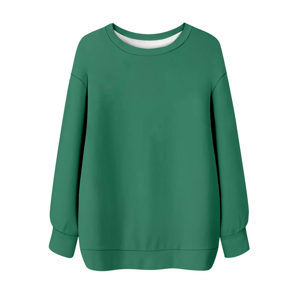 Женская однотонная футболка с круглым вырезом и длинными рукавами, свитшот