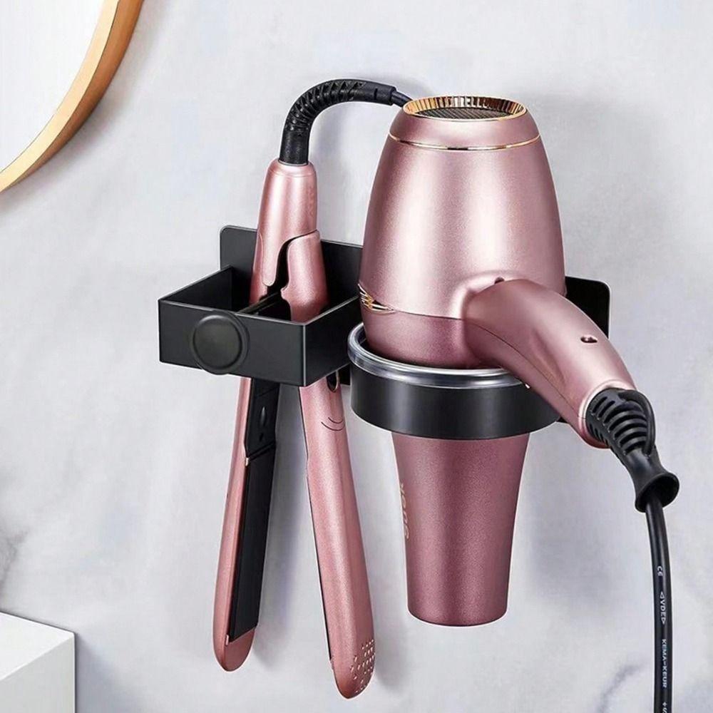 Space Aluminum Hair Dryer Bracket 2 in 1 Toilet Blower Holder Practical Hair Dryer Holder  for Home