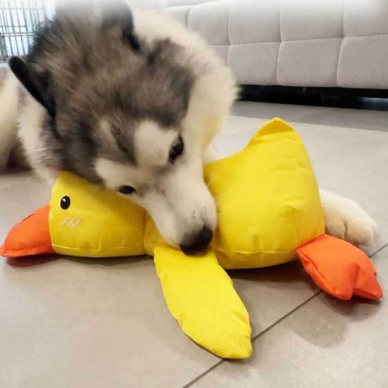 Игрушка для жевания утки для собак, снятие скуки и стресса, интерактивная игрушка для домашних животных из ткани Оксфорд, успокаивающая плюшевая игрушка для утки с пищалкой для щенков, товары для животных
