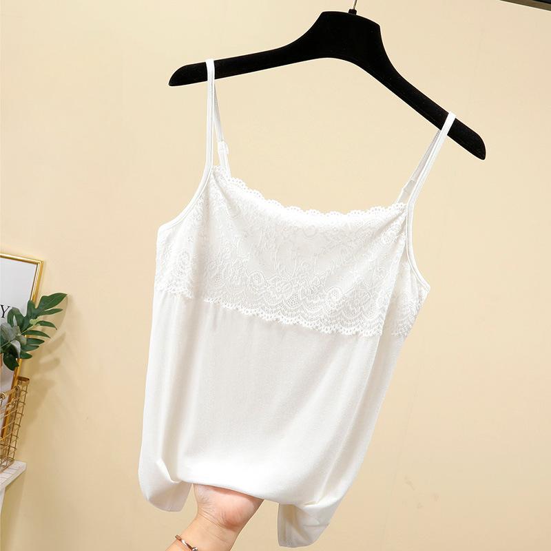 Модальный кружевной жилет-камисоль для женщин без рукавов, универсальная облегающая рубашка с внутренней нижней частью для женщин, тонкий верх
