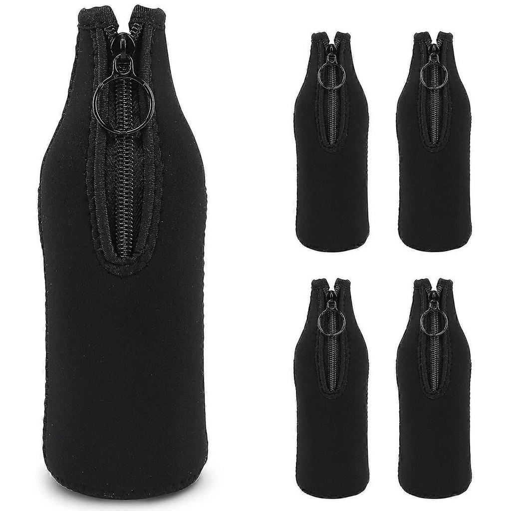 Beer Bottle Cooler Sleeves With Zipper For Party,Beer Holder Black