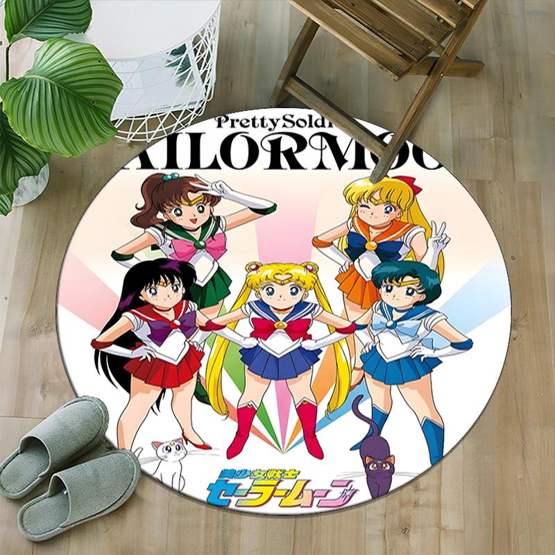 1pc Sailor Moon Carpet, Round Rug, Comfortable, Suitable for Entryways, Living Rooms, Office, And Bedrooms, Christmas Decoration
