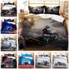 Motorbike Comforter Cover Set Queen Size, Boys Motocross Rider Duvet Cover, Teens Racing Motorcycle Dirt Bike Bedding Set Child