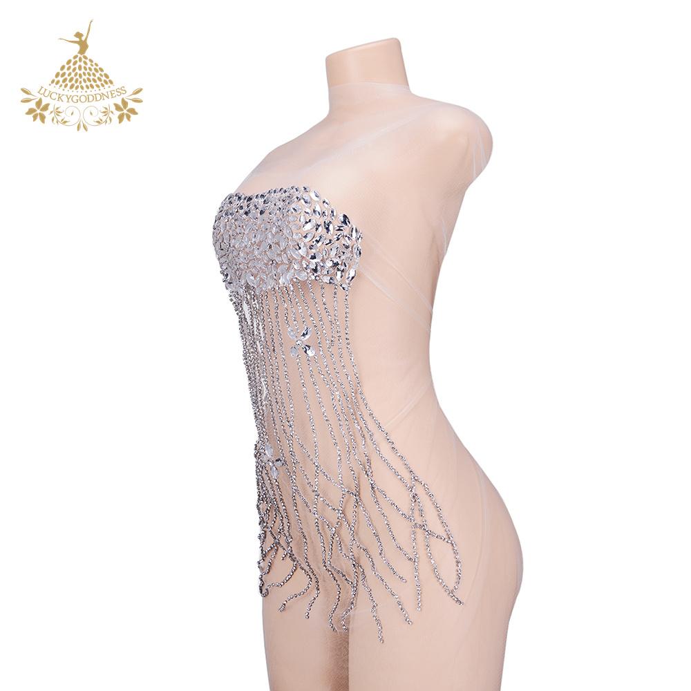 Handmade White Net Sew-on Crystal Beads Patches Rhinestones Applique in Flower Shape Dress Clothes Accessory-DRA-641