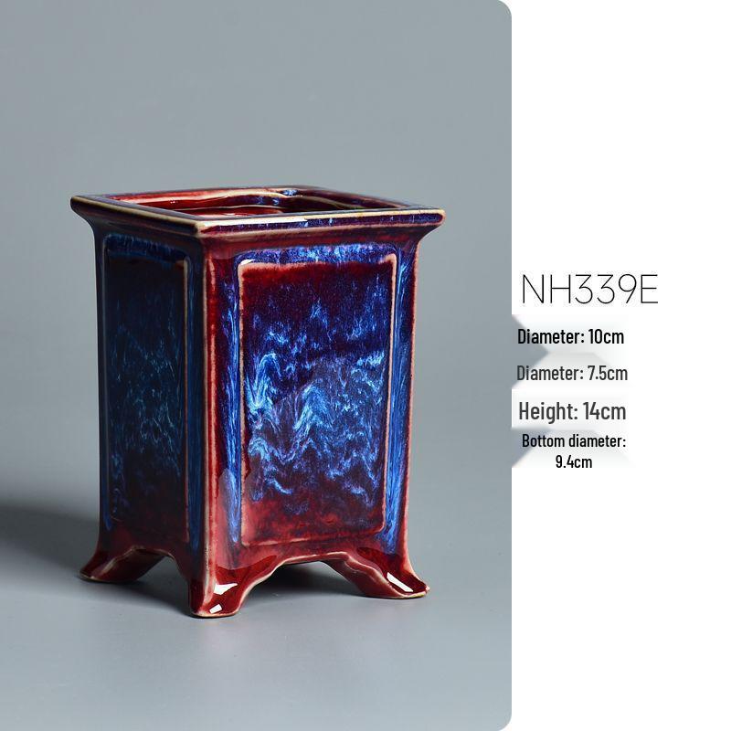 Керамический квадратный цветочный горшок для бонсай - Большой высокий угол, креативный китайский стиль для зеленых растений и орхидей