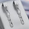 Smooth Silver Color Chain Long Dangle Earrings for Women With White Zircon Light Luxury Party Daily Jewelry