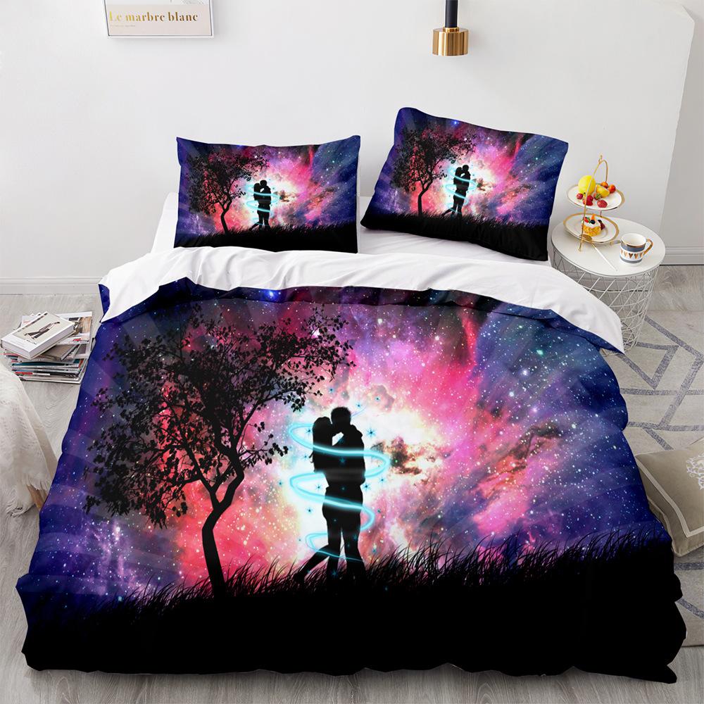 Love Duvet Cover Queen Heart Shaped Bedding Sets White Romance Polyester Comforter Cover for Women Men Boys Girls Teen King Size