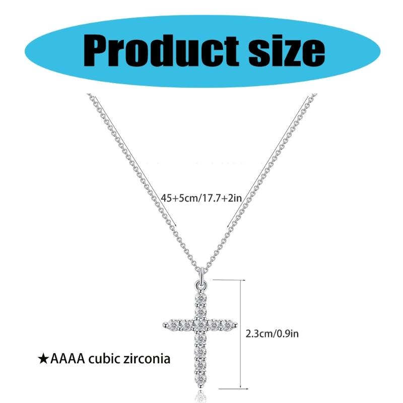 Elegant CZ Stone Paved Crosses Necklace Exquisite Crosses Pendant Necklace Jewelry with Shimmering Zircon Embellishment