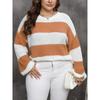Women's Plus Size Pullover Sweater with Color Block Stripes
