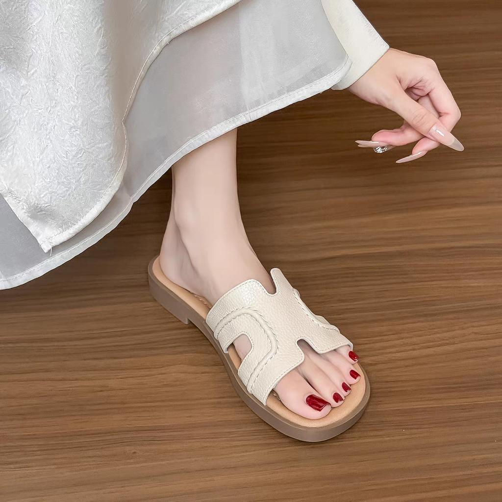 Spot~ Wear Soft-soled Cool Slippers with One Foot In the Summer of 2025, the New Fairy Style with Skirt Beach Cool Slippers