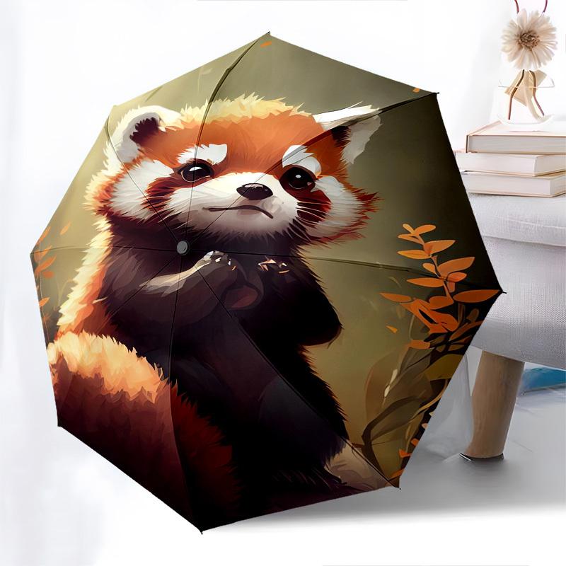 Red panda, Digital art- Automatic Umbrella, Four Seasons Portable Folding Umbrella, Suitable for Men and Women, Travel, Daily Compact Umbrel