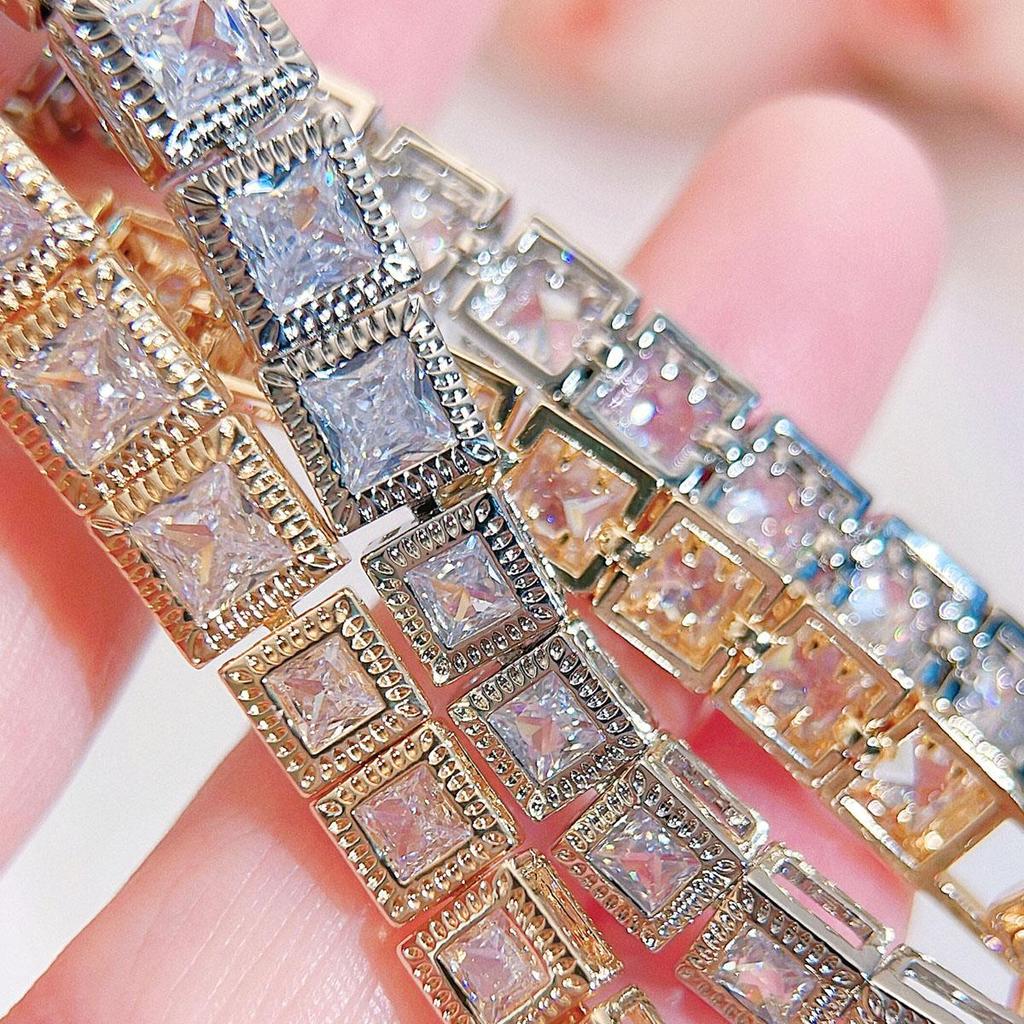 Бриллиантовый квадратный цирконий CMM AAA, классические браслеты-цепочки с подвесками, свадебные украшения для рук для женщин
