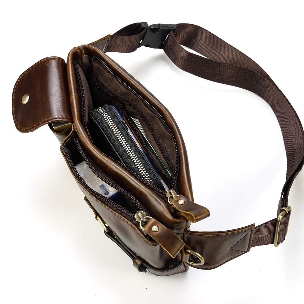 Luufan Поясная сумка из натуральной кожи для тела, из коровьей кожи, через плечо, на плечо, кожаная, большой вместимости, поясная, для смартфона, легкая, велосипедная сумка, мужская, 2-сторонняя сумка,