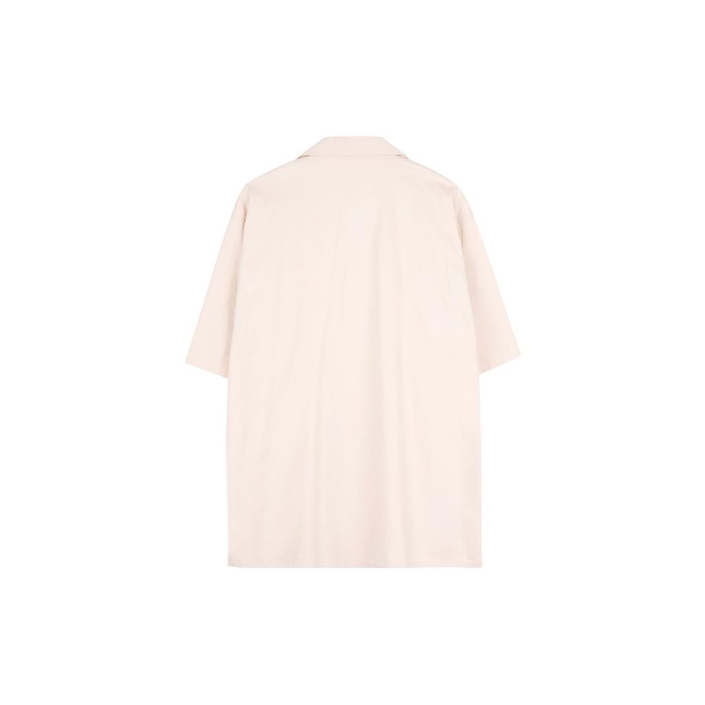 Uniqlo Свободная однотонная рабочая рубашка с коротким рукавом для мужчин Светло-бежевая 455976-30