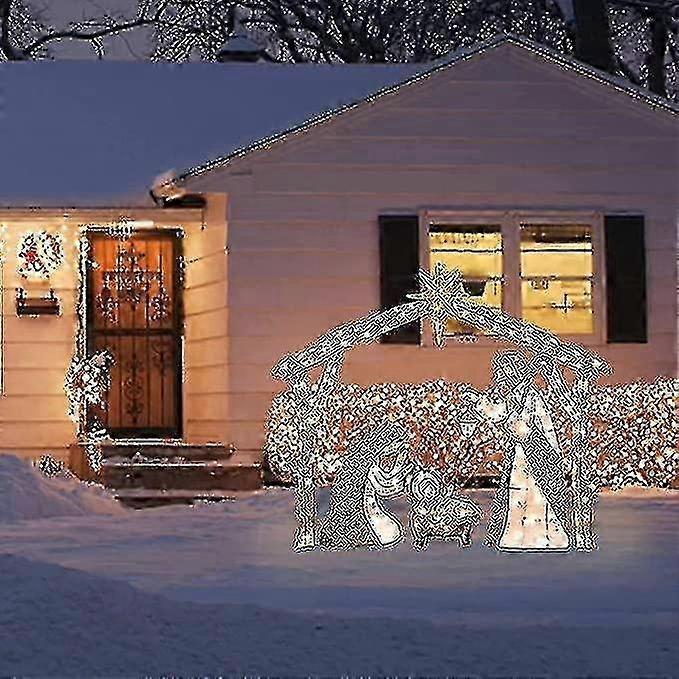 Outdoor Nativity Scene With Lights, Christmas Holy Family Yard Decoration, Christmas Outdoor Christmas Set, Easter Decoration Lights Up
