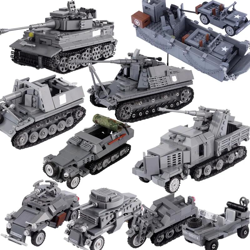 MOC Toys Модели Техники Танков WW1 WW2 Строительные Блоки Немецкий Американский Солдат Панцеры Противотанковое Орудие Мини Кирпичики Армейские Игрушки Детские