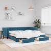 VidaXL Daybed with Trundle and Drawers Blue 100x200 Cm Velvet 3196745