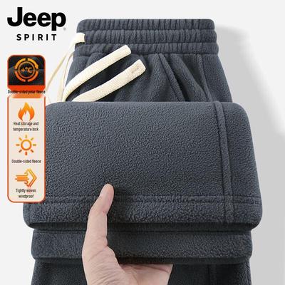JEEP SPIRIT Мужские зимние тяжелые брюки прямого кроя из двустороннего флиса