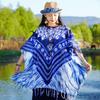 Blue Tassel Cape Shawl for Women's Spring and Summer New Product, Thin Style Sun Shading and Sun Protection Beach Towel Trendy