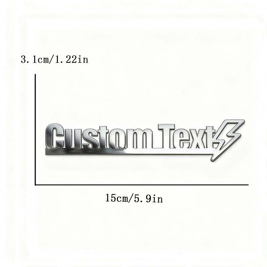 Classic Art Font Trendy Lightning 3D Metal Car Body Sticker Auto Rear Emblem Badge Custom Name Holder Logo Personalized Gifts