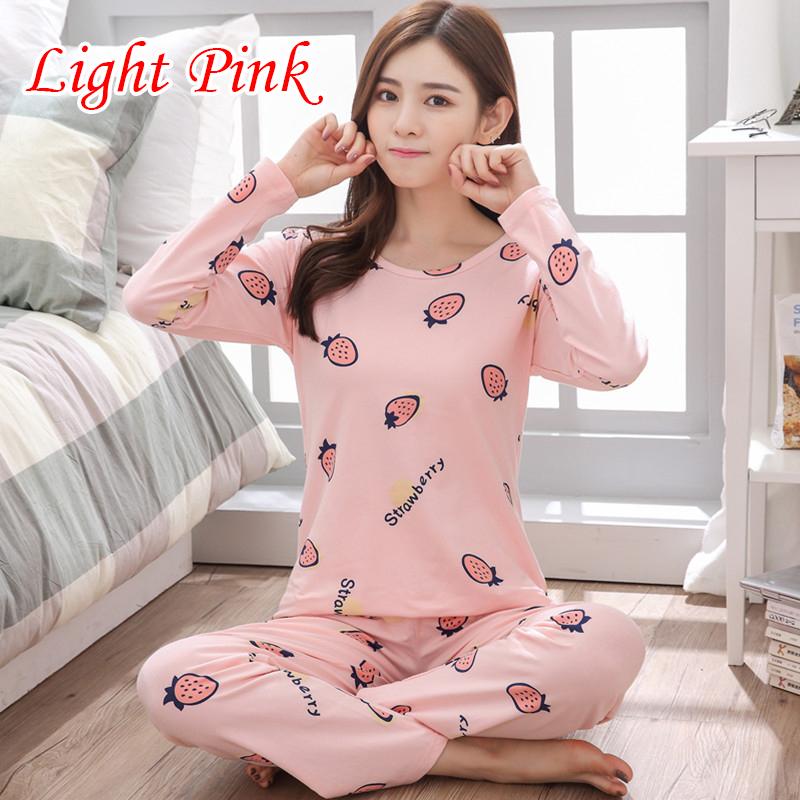 Пижамный комплект из двух предметов с милым принтом и рисунком, одежда для сна, ночная рубашка, пижамы с длинными рукавами, женская домашняя одежда