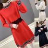 Autumn Winter Long Sweater Dress Women Outer Wear Fashion Mid-Length Slim Tie High Waist Ow Tie Pullover Knitted Sweater Female Warm Dress