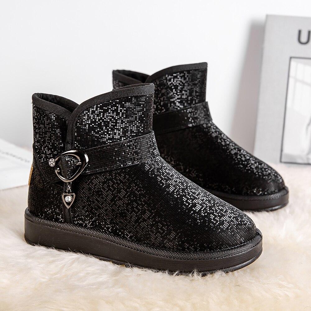 Women's Waterproof Winter Boots Snow Female Warm Ankle Boots with Thickened Fur Lining and Slip-Resistant Sole