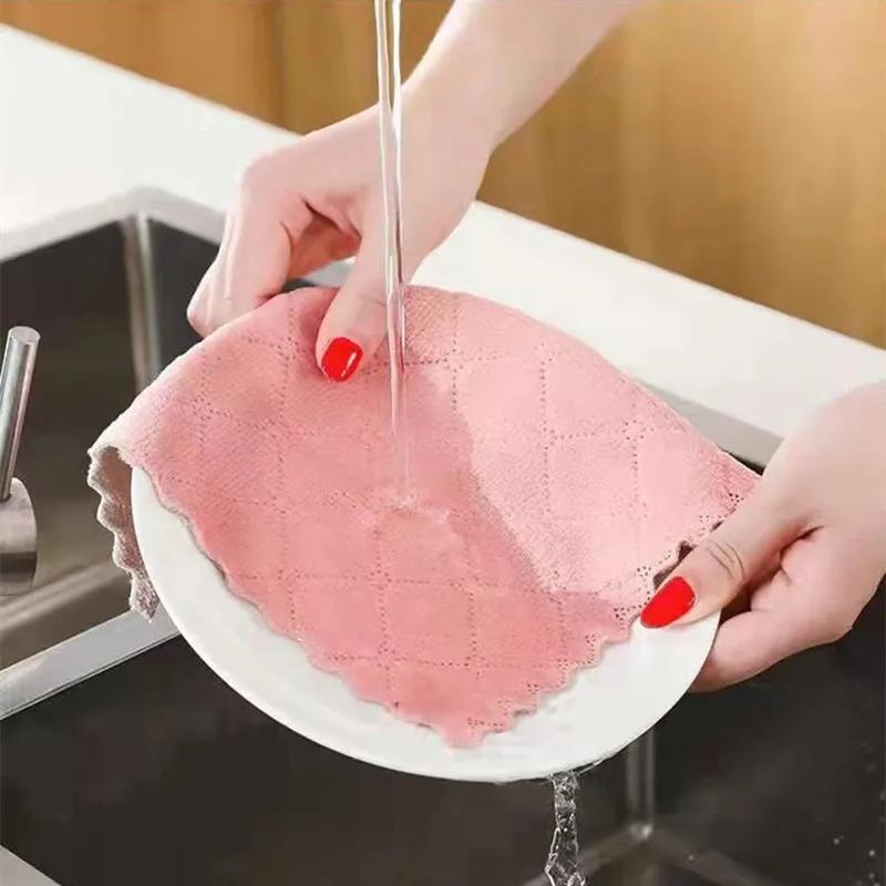 5 двухсторонних сверхвпитывающих губок из кораллового вельвета, кухонных салфеток, тряпок