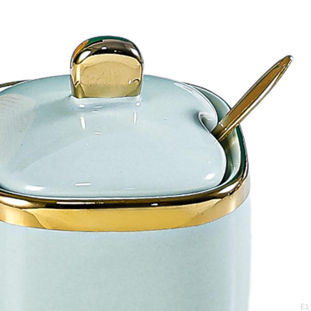 Ceramic Sugar Bowl Condiment Jar Salt Container Pot for Countertop