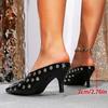 Stylish Black Pointed-Toe High Heel Sandals for Women - Slip-On, Stiletto Heel, Faux Cover with Rubber Sole, Versatile Fashion Shoes