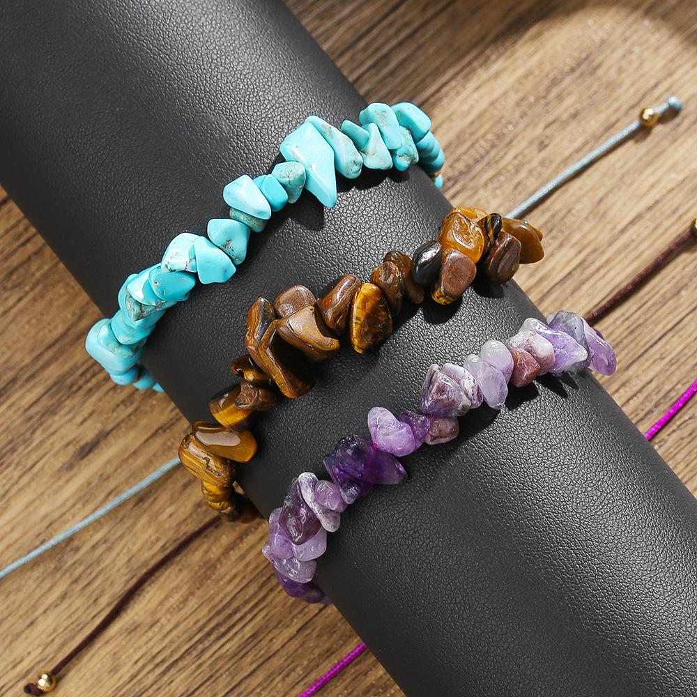 Amethyst Blue Pine Irregular Chip Natural Stone Bracelet