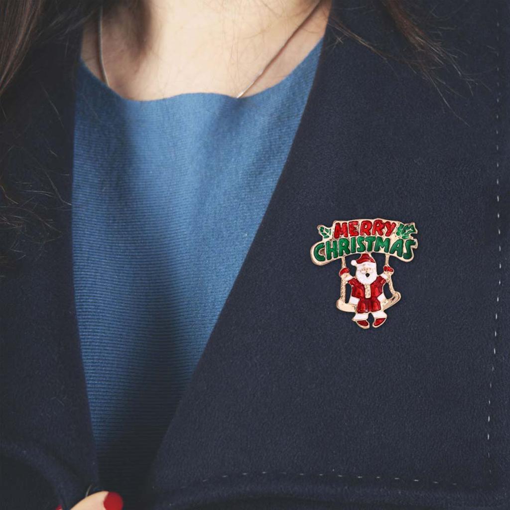 Christmas Series Brooch Bell Snowman Elk Decorative Pin DIY Jewelry Accessories Fresh And Cute Brooch