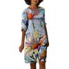 Spring and Summer Women's Fashionable Multi Colored Mid To Long Length Five Quarter Sleeve Dress