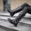 Moda Erkaklar Punk Gotik Bayker Botinkalari Baland Qisqichli Tokali Yon Fermuarli Kospley Kostyumi uchun Ijro uchun Qulay Qora