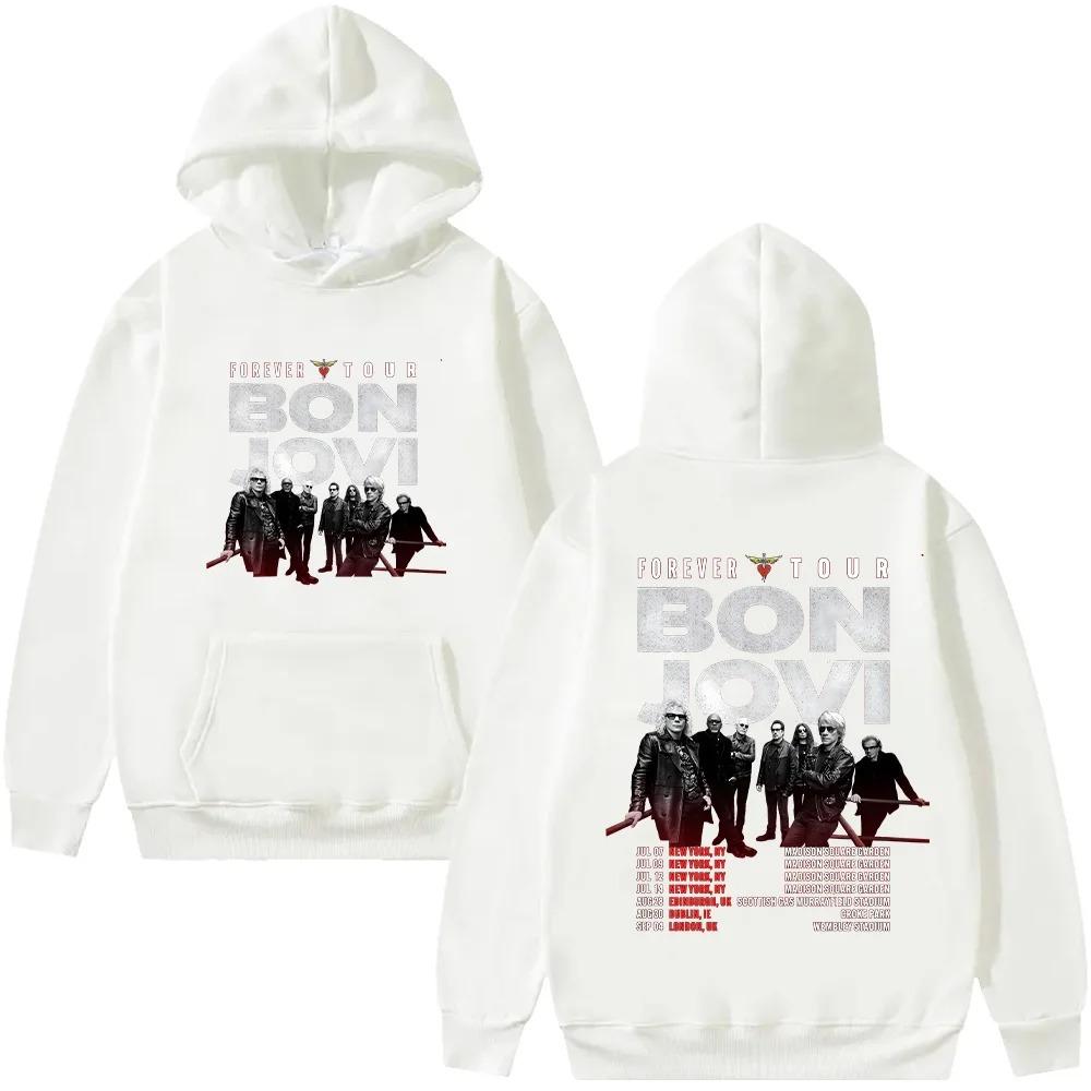 Bon Jovi Forever Tour Graphic Women Men Unisex High Street Long Sleeve Pullovers Oversized Y2k Streetwear Pullover Tracksuit Female Male Clothing