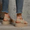Women's Minimalist Wedge Sandals Open Toe Thick Soled Platform Casual Sandals Ankle Strap Slingback Sandals Solid Color