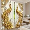 2 штуки штор с принтом в виде золотых павлинов, шторы с кулиской, для спальни и гостиной, домашнее украшение, украшение комнаты