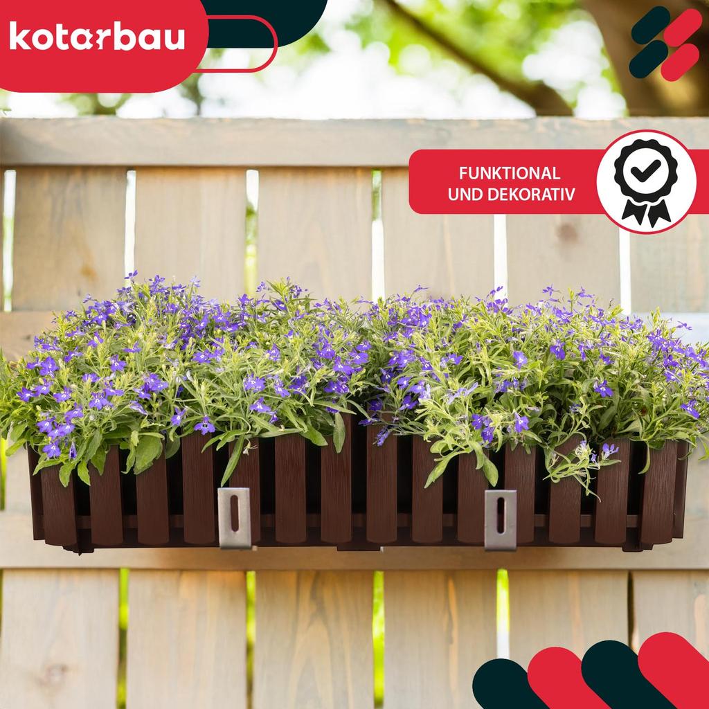 Balcony Flowerpot Box for Railing Rustic Brown 60 cm 2 PCS