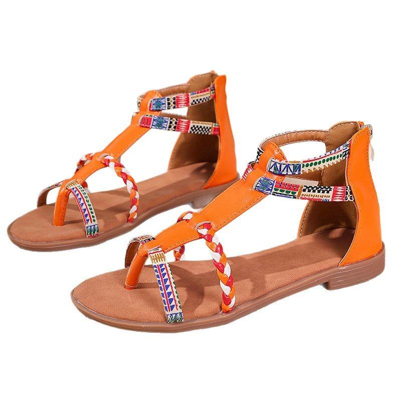 Женские сандалии Splicing Sandals Летние новые бохо-молнии сандалии женские большие размеры римские сандалии на плоской подошве женские повседневные гладиаторские туфли