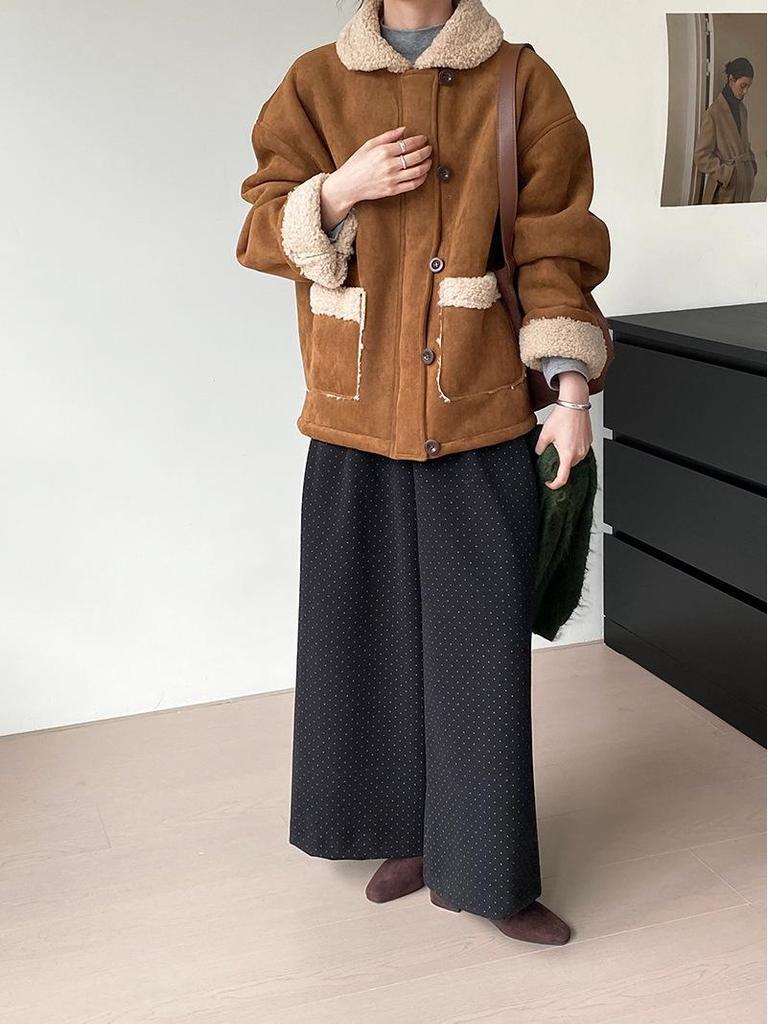 Winter Hot Cocoa Retro Suede Fur Coat - Women's Warm Top 6002