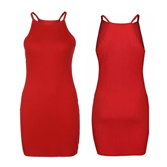 Платье С открытыми плечами Без рукавов Холтер Шея Вязаная узкая нить Оболочка Сплошной цвет Эластичная верхняя часть