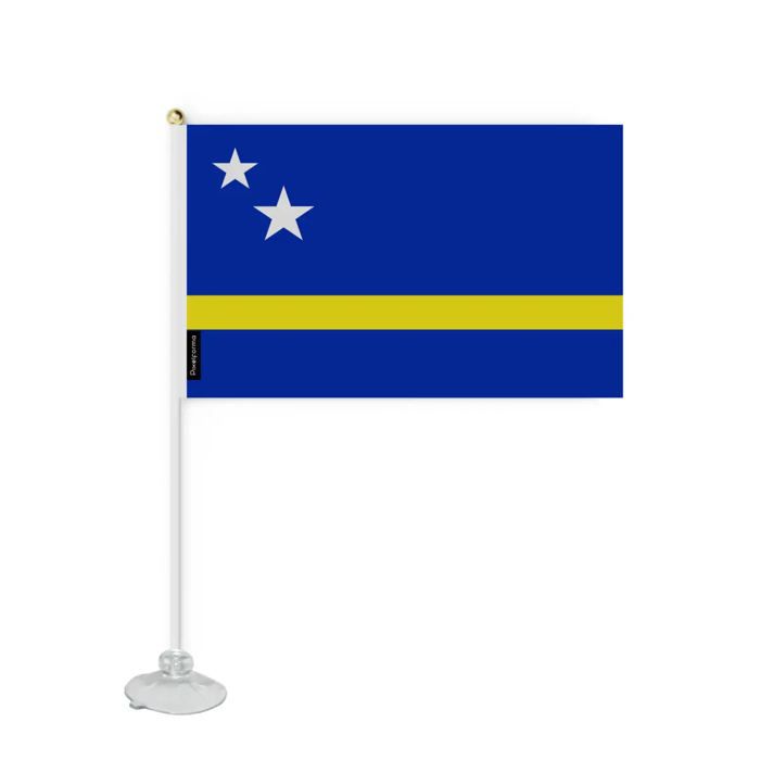 Drapeau - Curaçao - 20 X 30 Cm - Polyester Résistant - Ventouse Incluse - Recto/verso