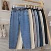 Women's High-Waist Slim Straight Blue Jeans: 2024 Autumn/Winter Korean Style - Nine-Point Loose Fit.