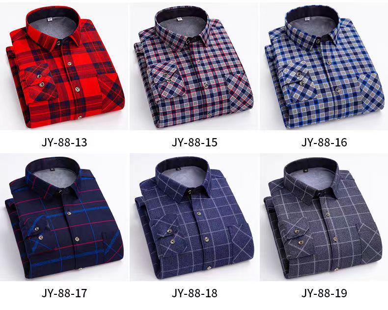 Мужская зимняя фланелевая рубашка на флисовой подкладке - Теплая, с длинным рукавом, в стиле business casual для мужчин среднего и пожилого возраста, доступны большие размеры