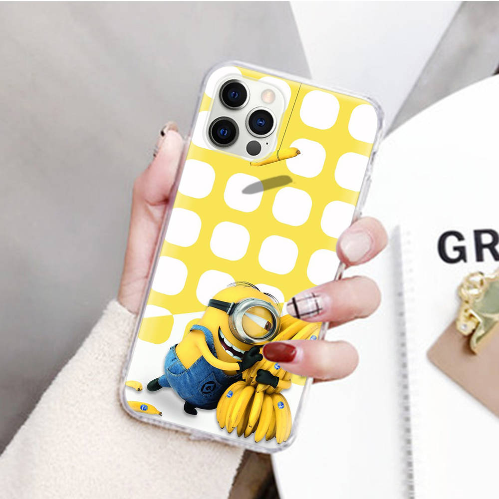 JM28 Милый Миньоны Прозрачный чехол для Samsung A04 A14 A23 M33 M53 Realme 10 9 C35 C55 VIVO Y02 X80 Infinix Hot 30 Note 11 Tecno Spark 8P Pro