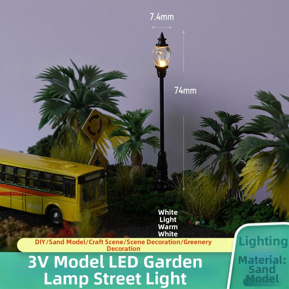 White/Warm Light Sand Table Model Streetlights Plastic Miniature Courtyard Road Lamp Model