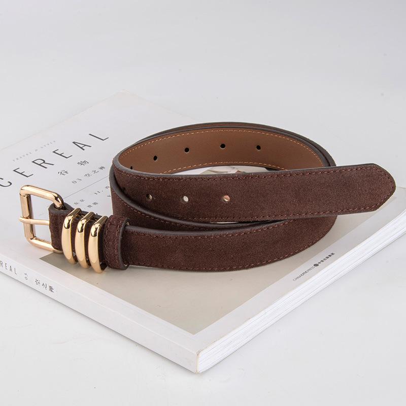 Fashionable Belt for Women Genuine Leather High-end Commuting Versatile Skirt Pants Matte Belt for Women New Style