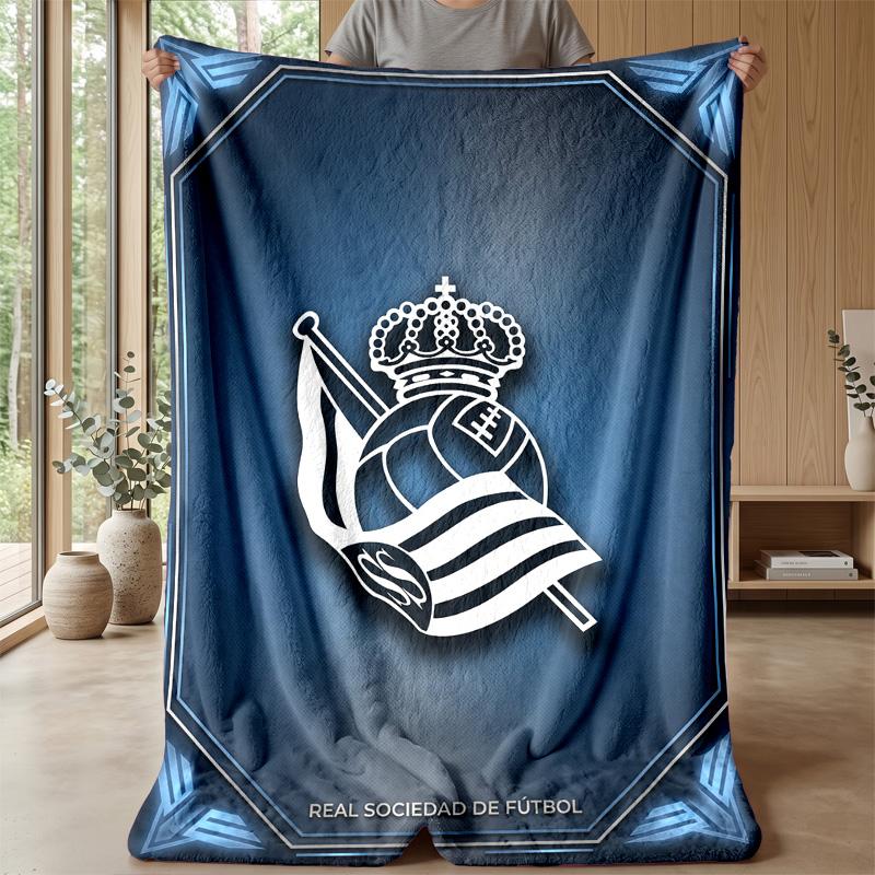 Real Sociedad FC Soft Flannel Fleece Blanket Lightweight Cozy Warm Throw Blanket For Sofa Bed Home Decor